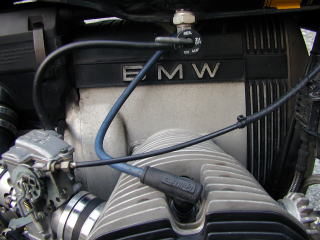 エンジン右側、プラグコードの画像。
